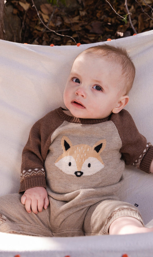 Knitted Intarsia Romper Brown Cinnamon-1