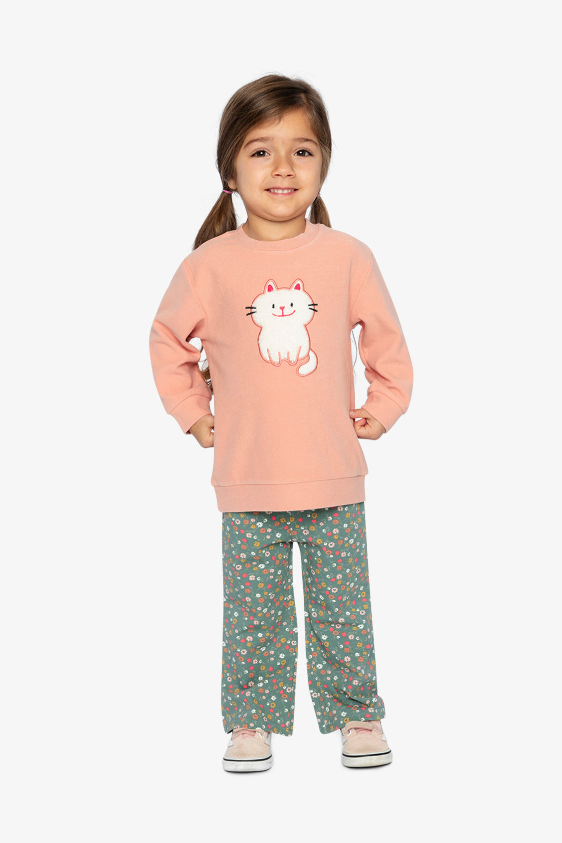 Tunic And Leggings Set Pale Pink And Green Floral Print-1