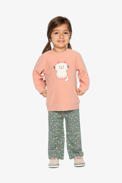 Tunic And Leggings Set Pale Pink And Green Floral Print-1