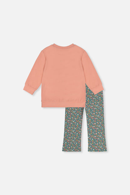 Tunic And Leggings Set Pale Pink And Green Floral Print-2
