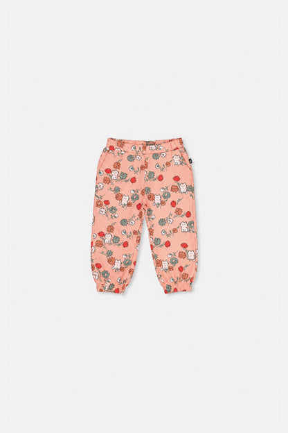 Baby French Terry Sweatpants Pink Cat Print-1