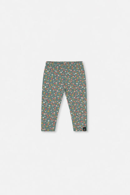 Baby Organic Cotton Leggings Green Floral Print-0