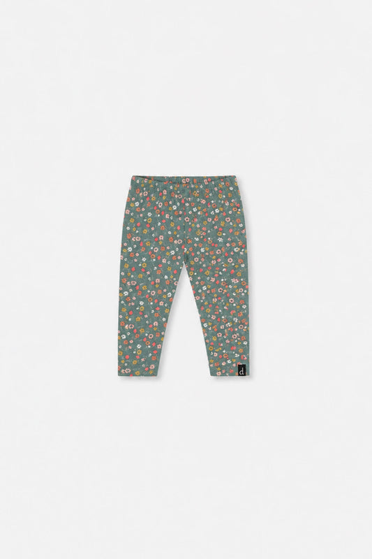 Baby Organic Cotton Leggings Green Floral Print-0