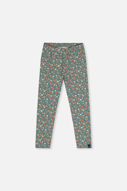 Organic Cotton Leggings Green Floral Print-0