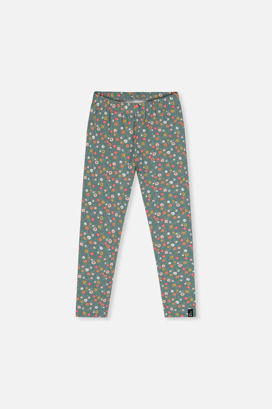 Organic Cotton Leggings Green Floral Print-0