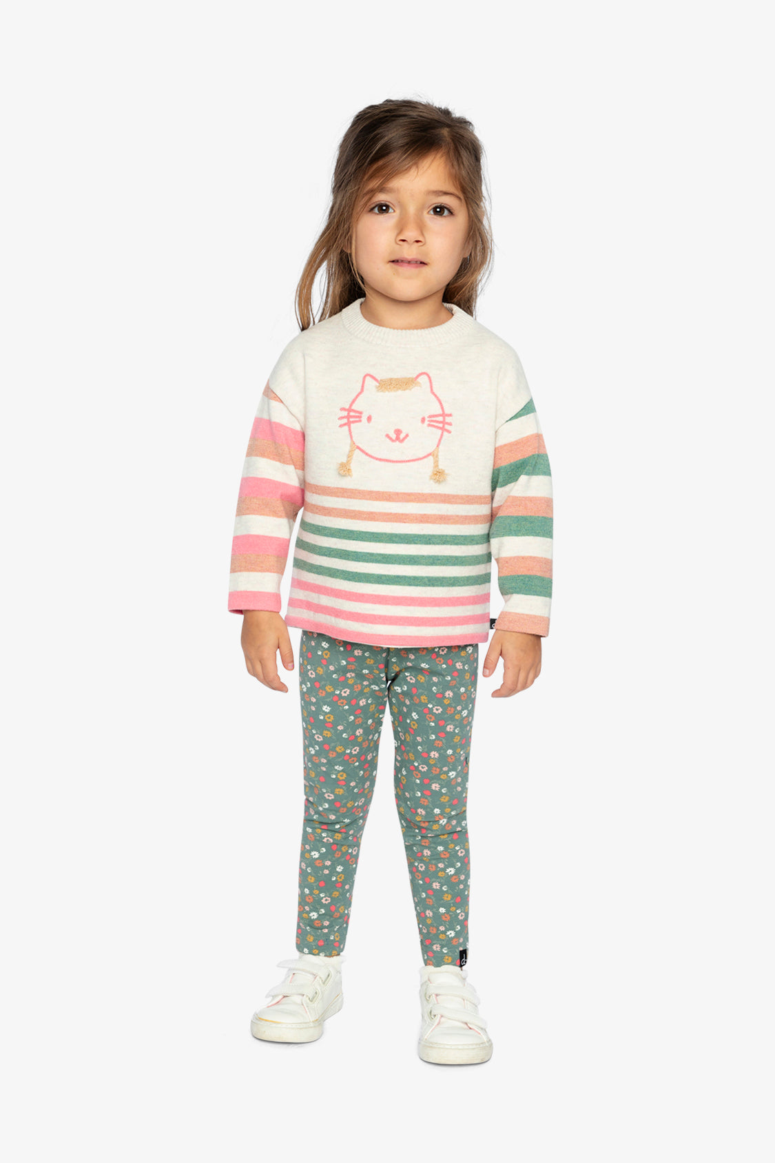 Organic Cotton Leggings Green Floral Print-1