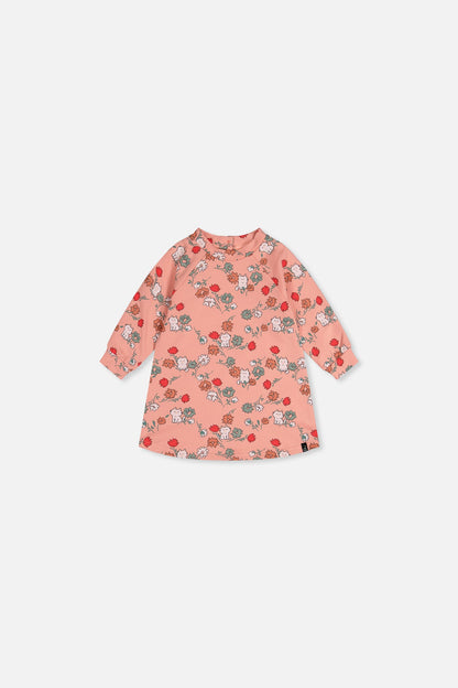 Baby French Terry Dress Pink Cat Print-0