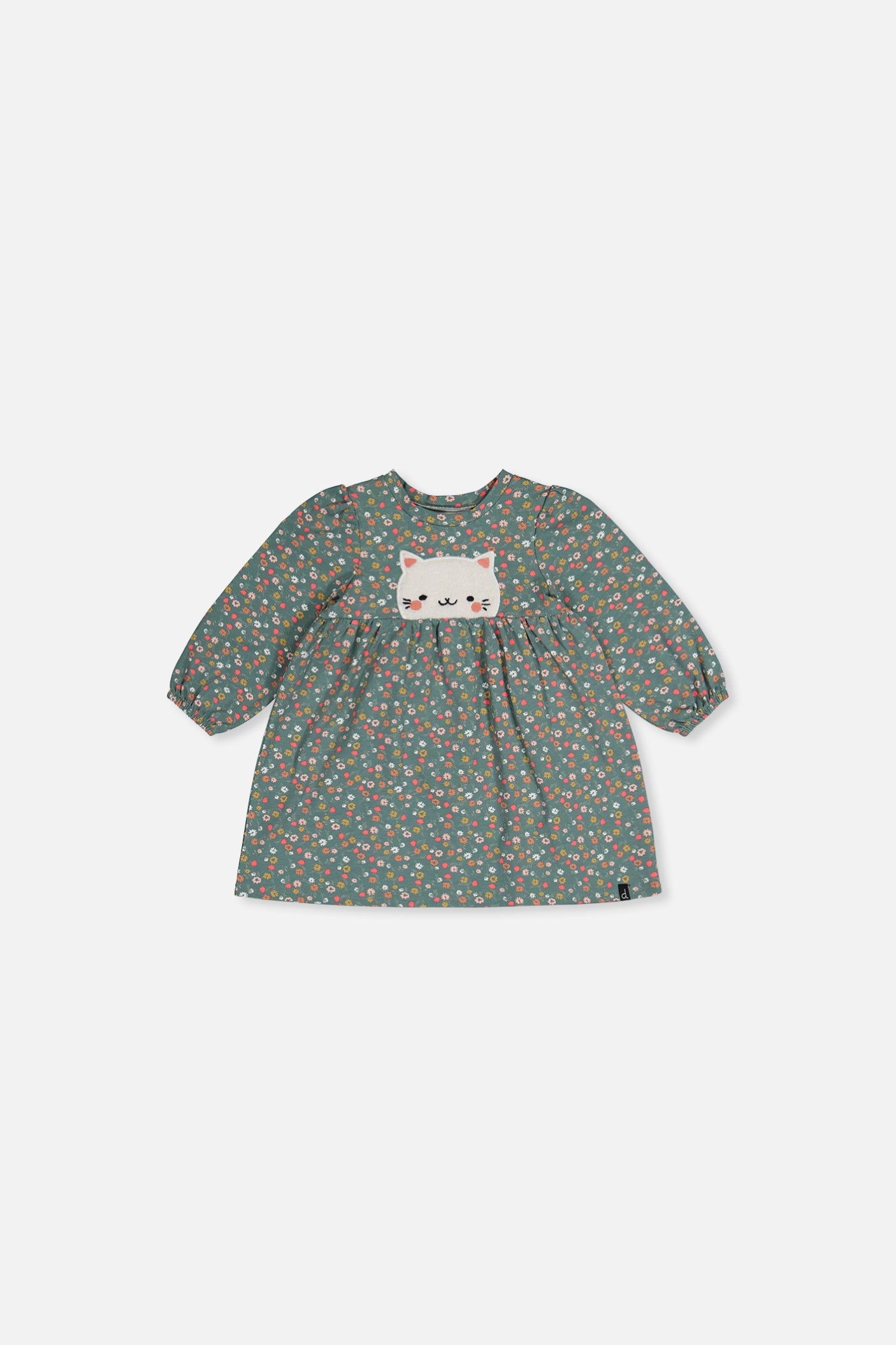 Baby Organic Cotton Printed Dress Green Floral Print-0