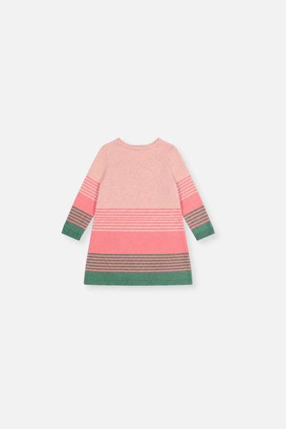 Baby Knitted Stripe Dress Very Pale Pink And Green-1