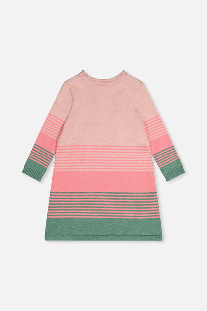 Knitted Stripe Dress Very Pale Pink And Green-2