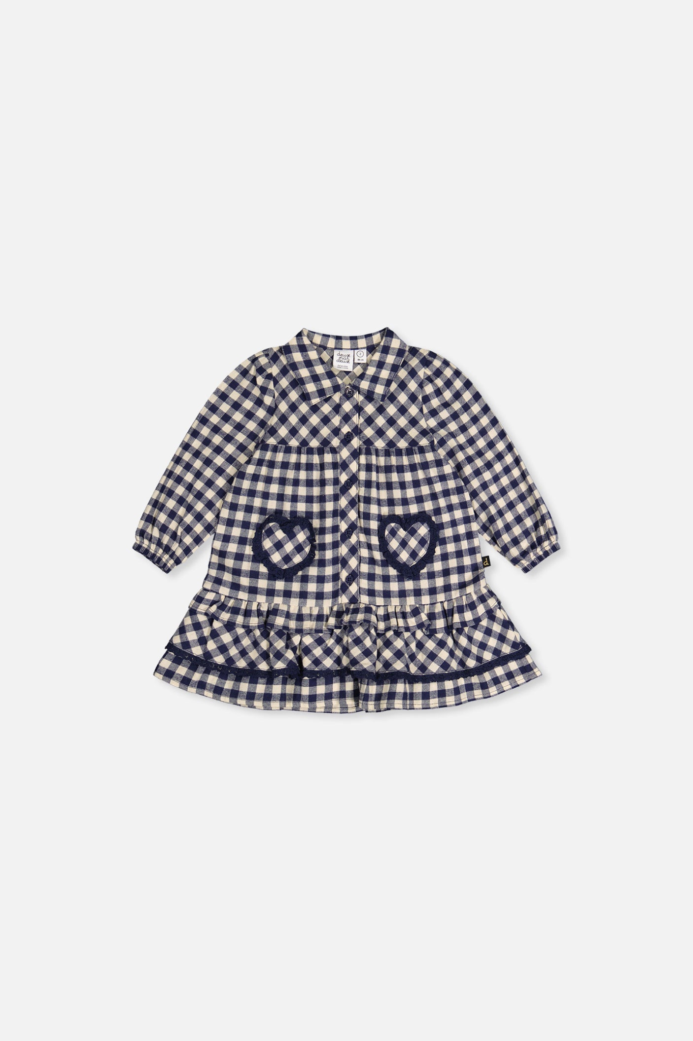 Baby Shirt Dress With Frills Blue And White Gingham Print-0