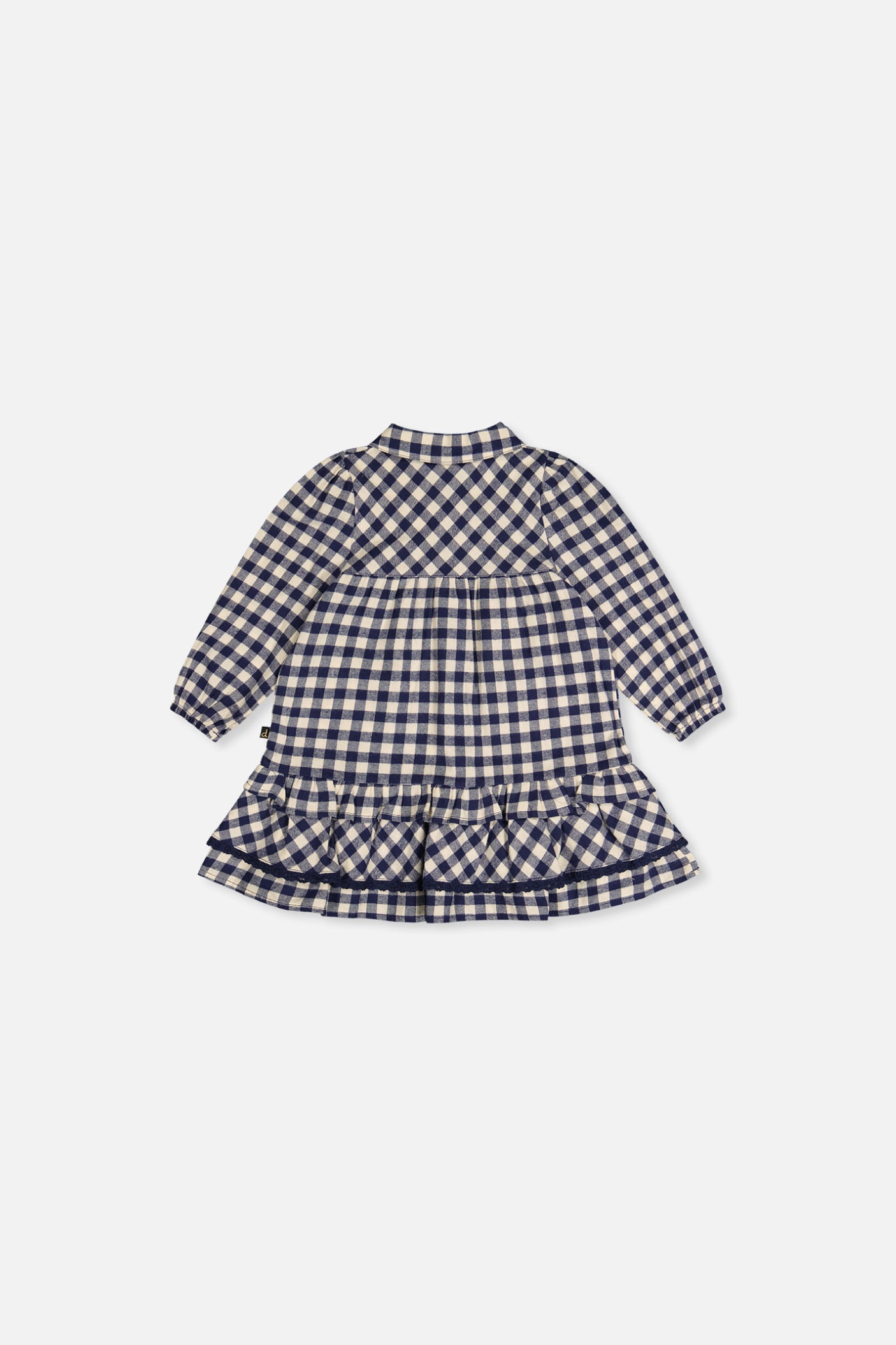 Baby Shirt Dress With Frills Blue And White Gingham Print-1