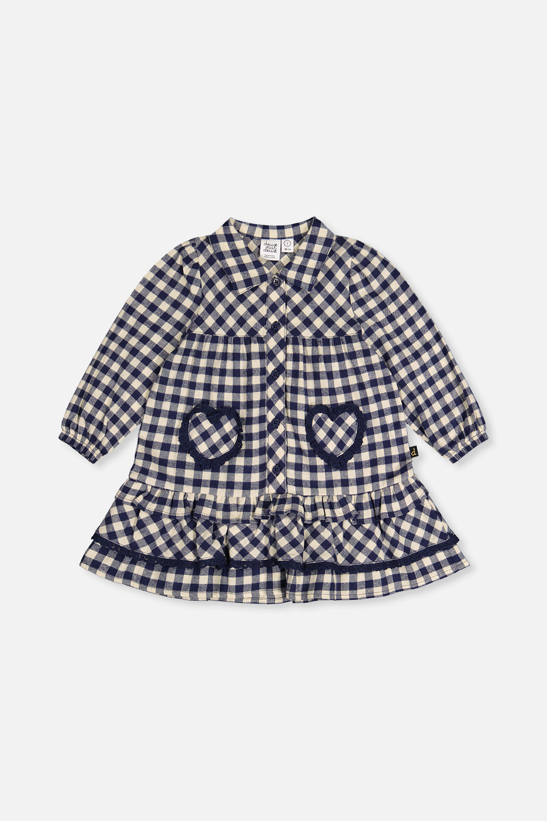 Shirt Dress With Frills Blue And White Gingham Print-0