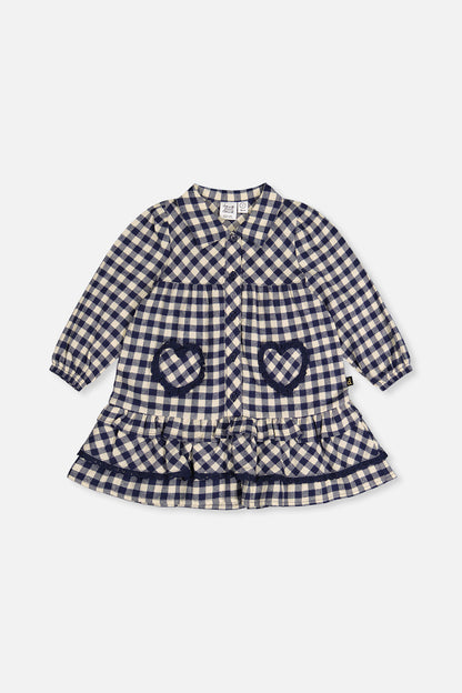 Shirt Dress With Frills Blue And White Gingham Print-0
