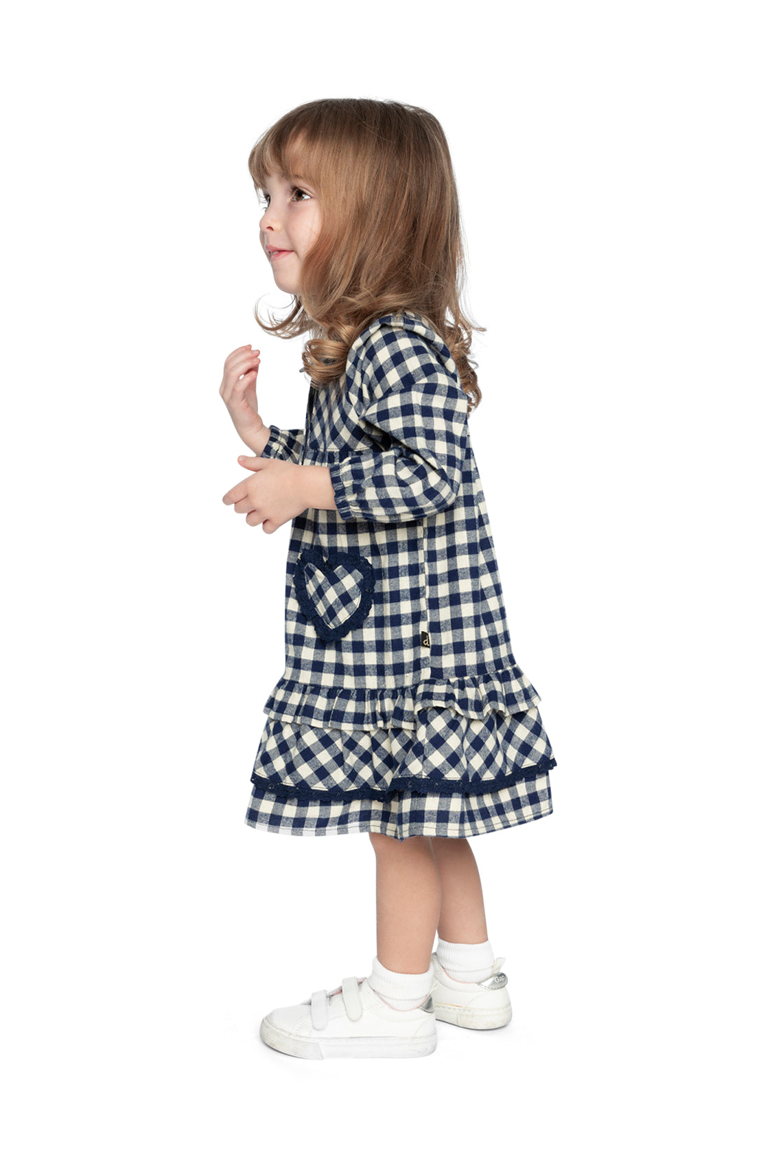 Shirt Dress With Frills Blue And White Gingham Print-3
