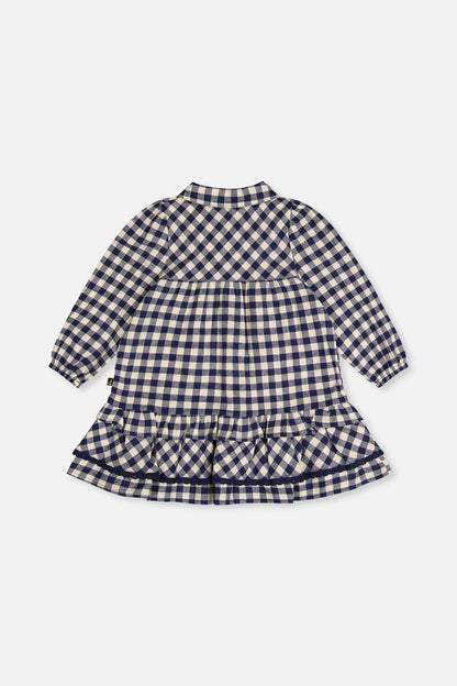 Shirt Dress With Frills Blue And White Gingham Print-2