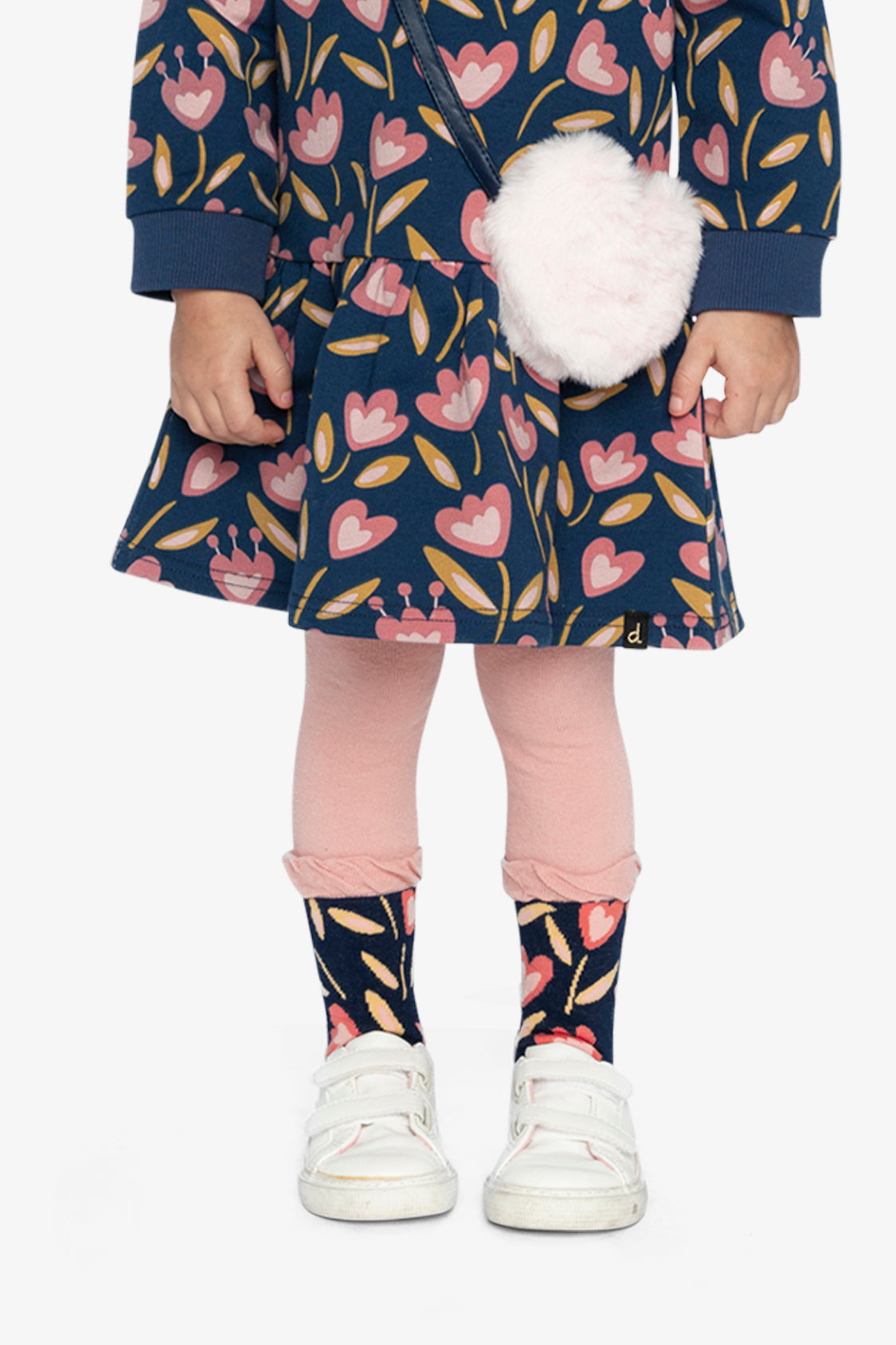 Tights Pale Dusty Pink And Navy-1