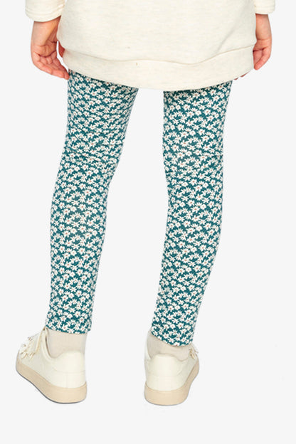 Organic Cotton Leggings Green Daisy Print-3