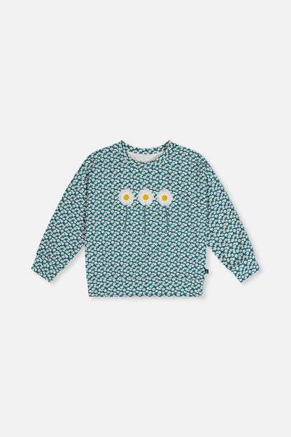 Printed Jersey Long Sleeve T-Shirt Green Floral Print-0