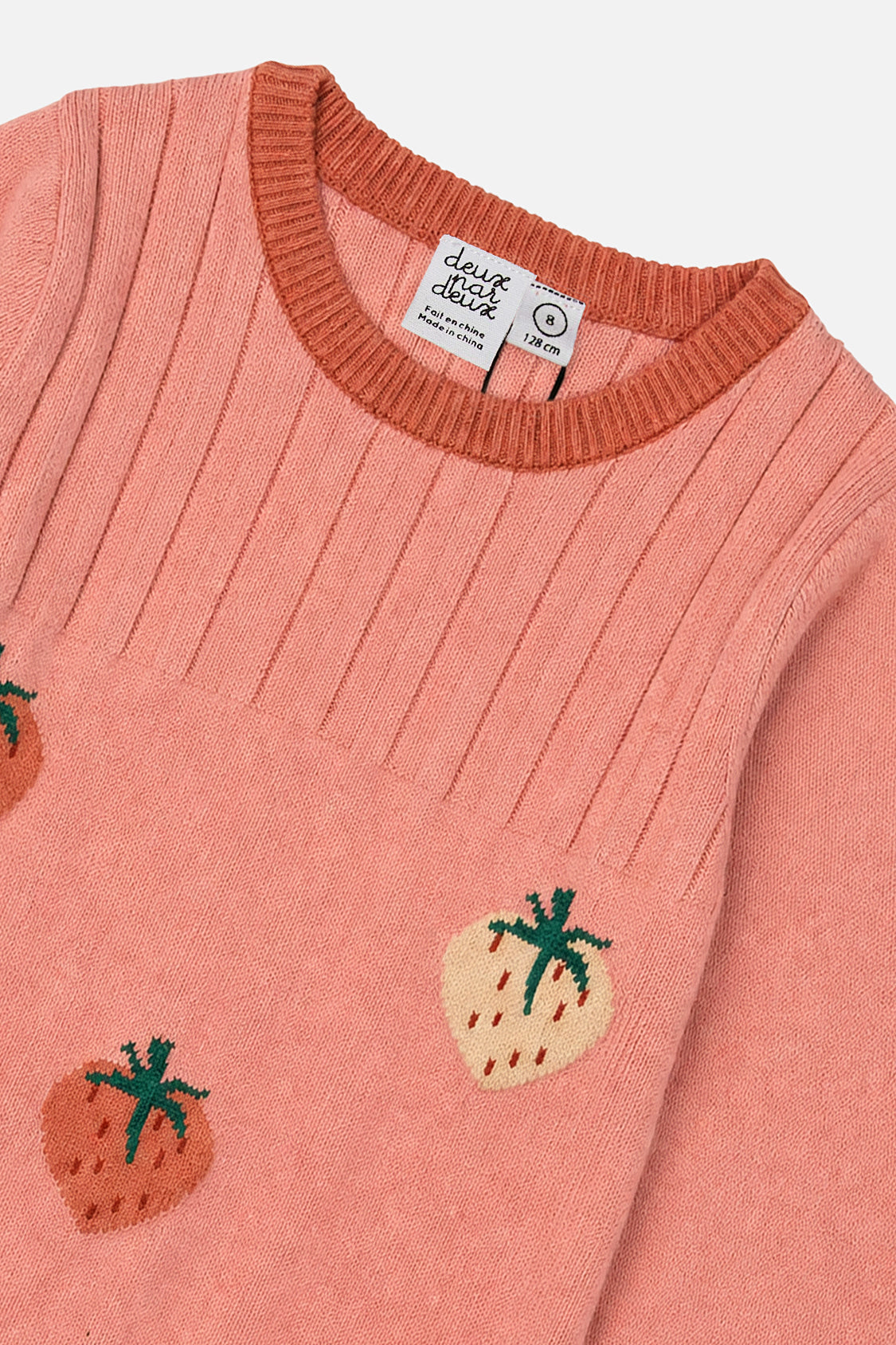 Knitted Dress With Strawberry Jacquard Pink-2