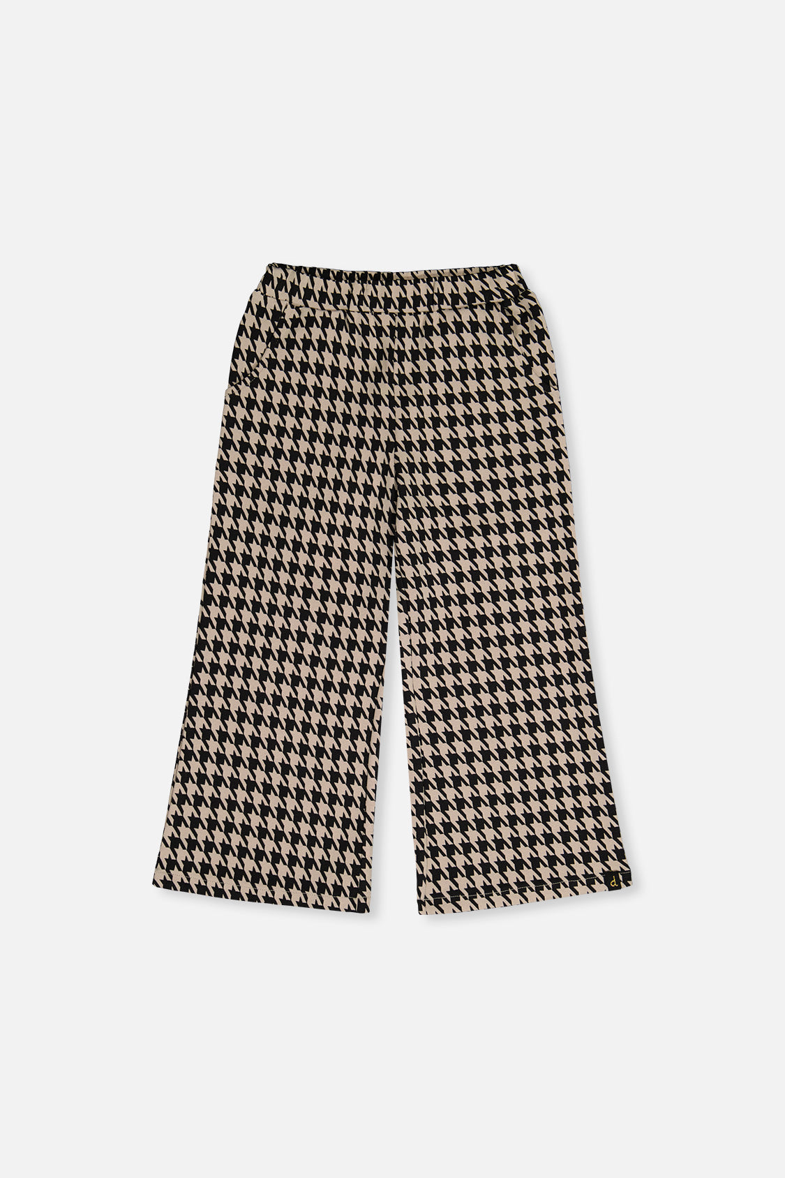 Flare Pants Black And Beige Houndstooth-0