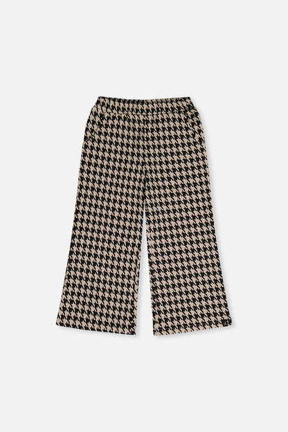 Flare Pants Black And Beige Houndstooth-0