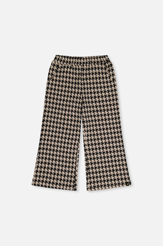 Flare Pants Black And Beige Houndstooth-0