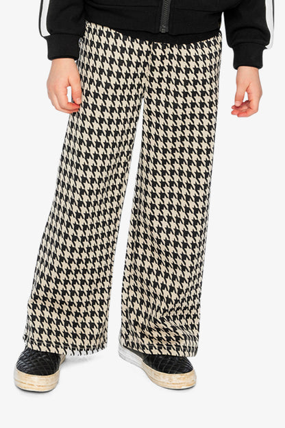 Flare Pants Black And Beige Houndstooth-2