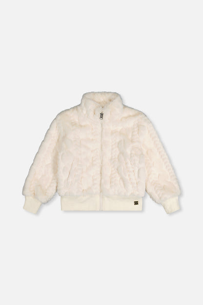 Faux Fur Jacquard Jacket Beige-0