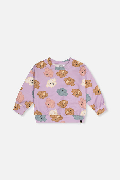 Printed Sweatshirt Purple Poodle Print-0