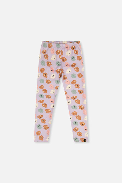 Organic Cotton Leggings Purple Poodle Print-0