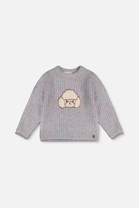 Poodle Sweater Pale Turquoise And Lilac-0