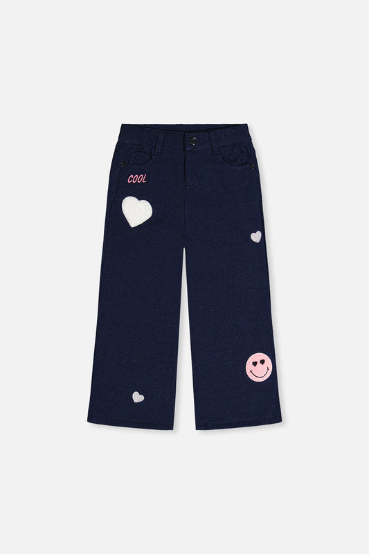 French Terry Pant Navy Blue Denim-0