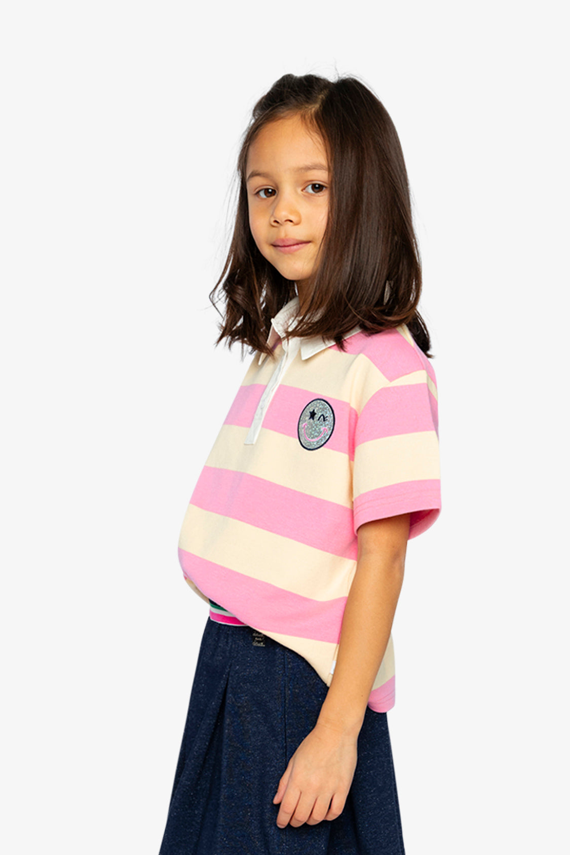 Polo Top Pink And Beige Stripes-4