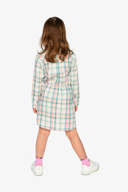 Shirt Dress With Belt Green And Pink Plaid-4
