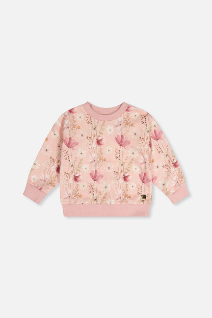Sweatshirt Pink Printed Flowers-0