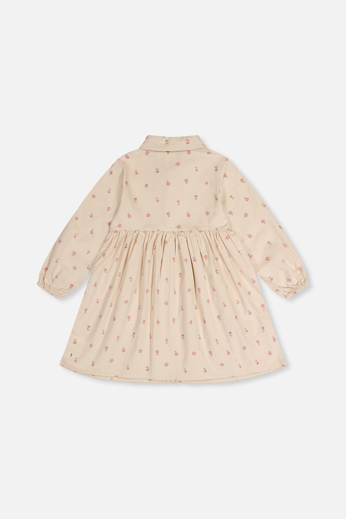Corduroy Shirt Dress Beige Floral Print-4
