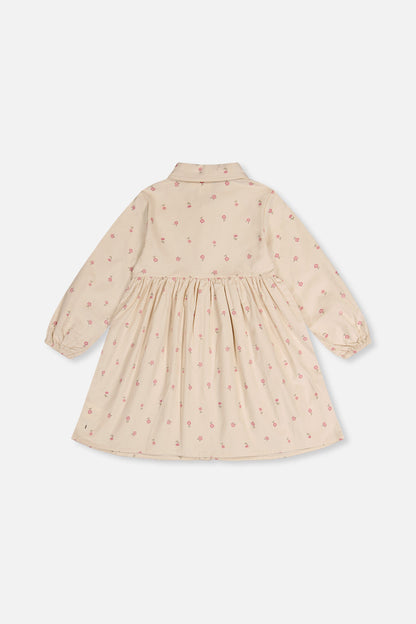 Corduroy Shirt Dress Beige Floral Print-4