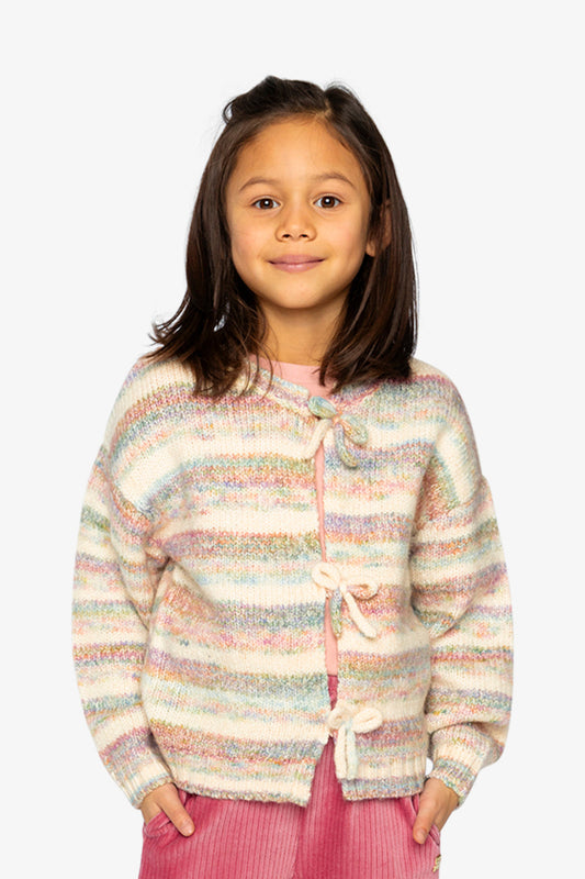 Knitted Cardigan Mauve And Blue Knitwear-1