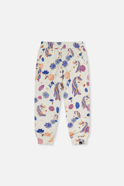 Sweatpants Beige Unicorn Print-0