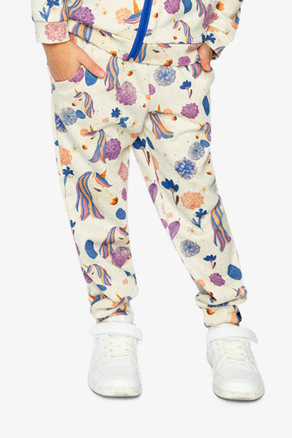 Sweatpants Beige Unicorn Print-1