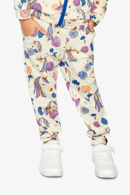 Sweatpants Beige Unicorn Print-1