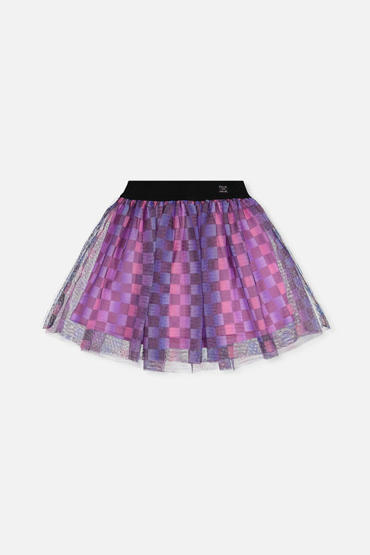 Skirt Black Checkered Print-0