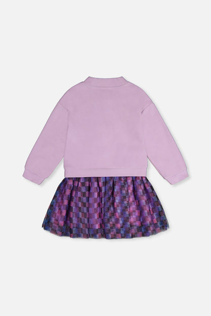 Bi-Material Dress Violet-4