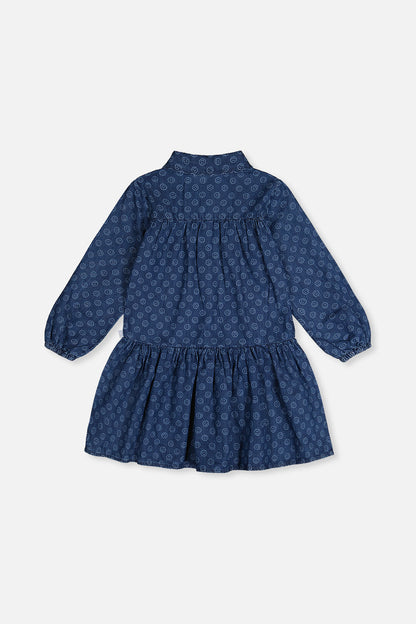Shirt Dress Blue Smiley Print-4
