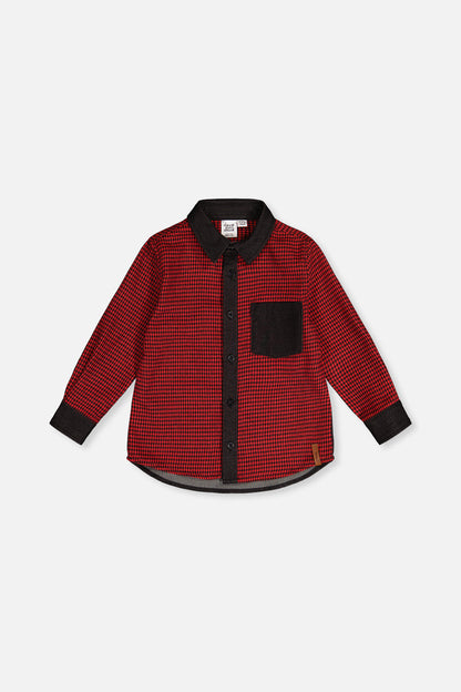 Button Down Shirt Black And Red Houndstooth-0