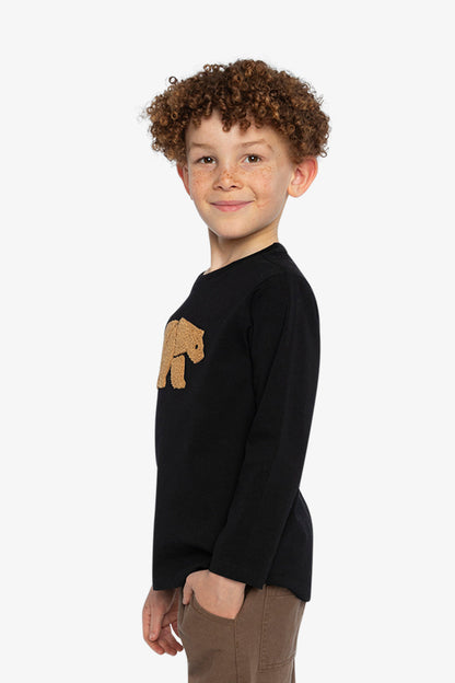 Organic Cotton Jersey T-Shirt Black And Beige-2