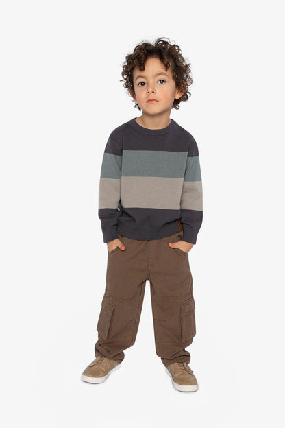 Colorblock Knit Sweater Black And Beige-4