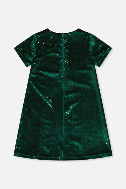 Short Sleeve A Line Dress Green Forest-4