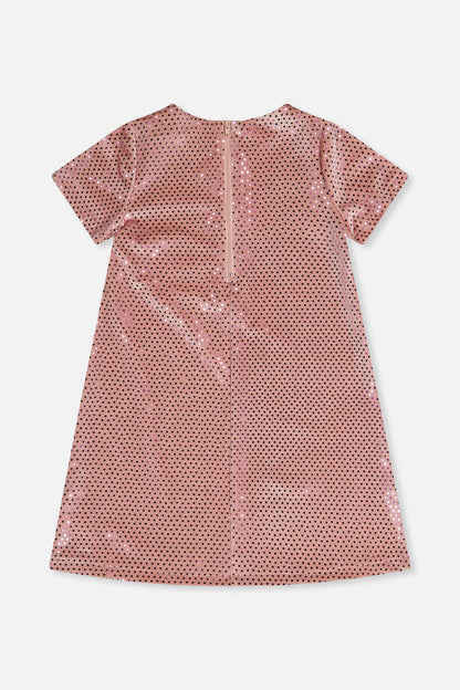 Short Sleeve A Line Dress Pink-4